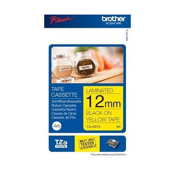 Brother nyomtatószalag Tze-S631 P-touch sárga alap, fekete betű 12mm