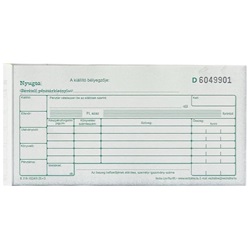 Bevételi pénztárbizonylat 25x3 B.318-102/A/V