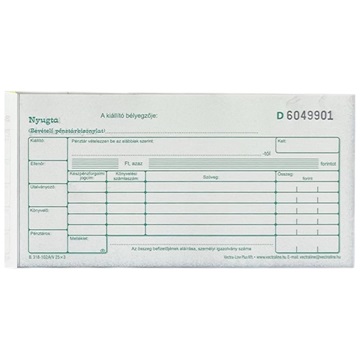 Bevételi pénztárbizonylat 25x3 B.318-102/A/V