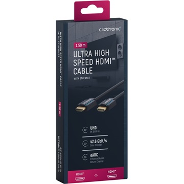 Clicktronic HDMI (apa) - HDMI (apa) kábel 1,5 m (v2.0, 8k 60Hz), kék