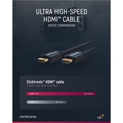 Clicktronic HDMI (apa) - HDMI (apa) kábel 2 m (v2.0, 8k 60Hz), kék