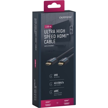 Clicktronic HDMI (apa) - HDMI (apa) kábel 2 m (v2.0, 8k 60Hz), kék