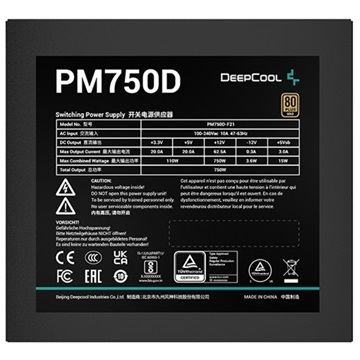 DeepCool PM750D 750W ATX tápegység 80 Plus Gold
