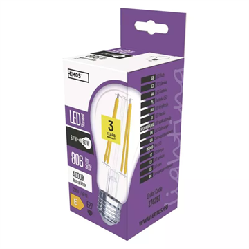 EMOS LED Filament izzó A60 E27 6.7W 806lm természetes fehér
