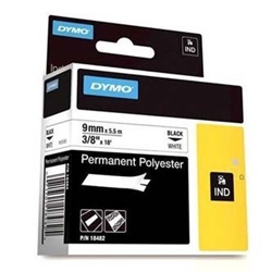 Feliratozógép szalag, 9 mm x 5,5 m, DymoID1 poliészter fehér alap fekete