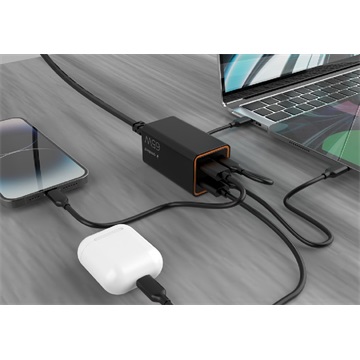Gembird 4 portos 65 W-os GaN USB PowerDelivery gyorstöltő, fekete