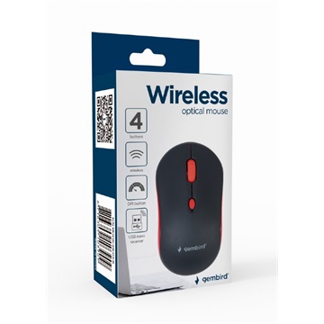 Gembird MUSW-4B-03-R Wireless optikai egér fekete/piros