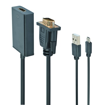 Gembird kábel átalakító VGA (apa) - HDMI (anya) audio támogatással (A-VGA-HDMI-01)