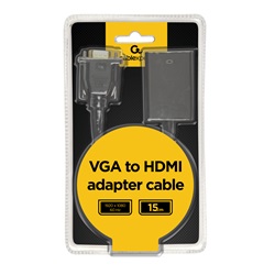 Gembird kábel átalakító VGA (apa) - HDMI (anya) audio támogatással (A-VGA-HDMI-01)