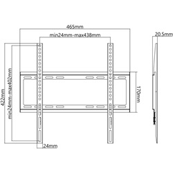 Goobay Basic fix fali konzol (M) 32"-55"-ig, fekete