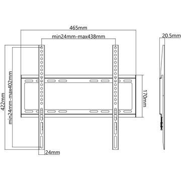 Goobay Basic fix fali konzol (M) 32"-55"-ig, fekete