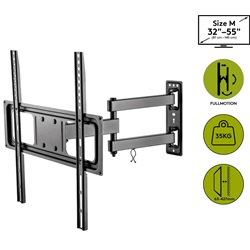 Goobay Basic forgatható-dönthető fali konzol (M) 32"-55"-ig, fekete