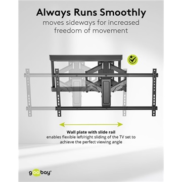 Goobay Pro Fullmotion forgatható-dönthető fali konzol (XL) 43"-90"-ig, fekete
