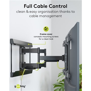 Goobay Pro Fullmotion forgatható-dönthető fali konzol (XL) 43"-90"-ig, fekete