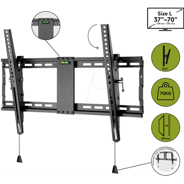 Goobay Pro dönthető fali konzol (L) 37"-70"-ig, fekete