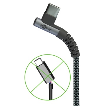 Goobay USB-A - USB-C adat- és töltőkábel, 90°-ben hajlított csatlakozóval, asztroszürke-ezüst, 1 m