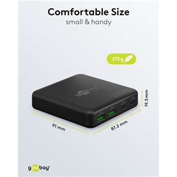 Goobay USB-C™ PD GaN többportos asztali töltő (100 W), fekete
