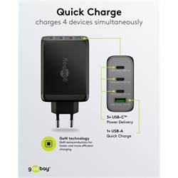 Goobay USB-C™ PD GaN többportos gyorstöltő (100 W), fekete