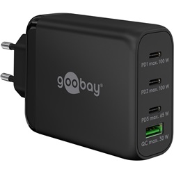 Goobay USB-C™ PD GaN többportos gyorstöltő (100 W), fekete