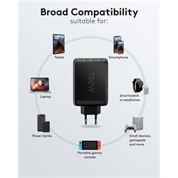 Goobay USB-C™ PD GaN többportos gyorstöltő (100 W), fekete