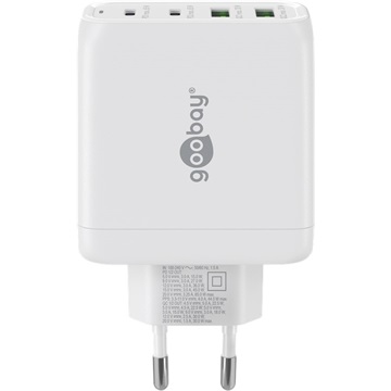 Goobay USB-C™ PD GaN többportos gyorstöltő (65 W), fehér