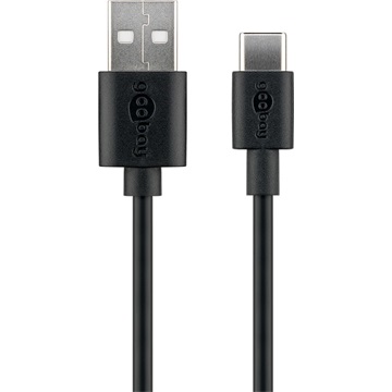 Goobay USB-C - USB-A adat és töltőkábel, 1m, fekete 45735
