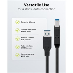 Goobay USB 3.0 kábel USB-B csatlakozóval, fekete