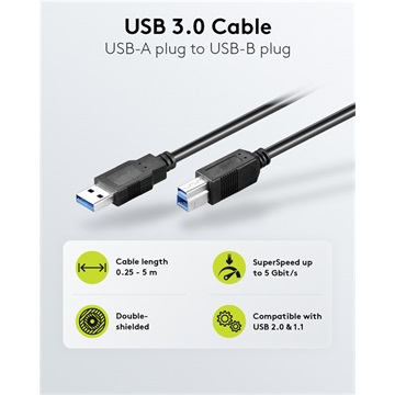Goobay USB 3.0 kábel USB-B csatlakozóval, fekete