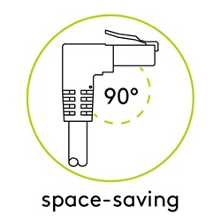 Goobay UTP CAT 5e patch kábel 90°-ban hajlított csatlakozóval, 1 m, fekete