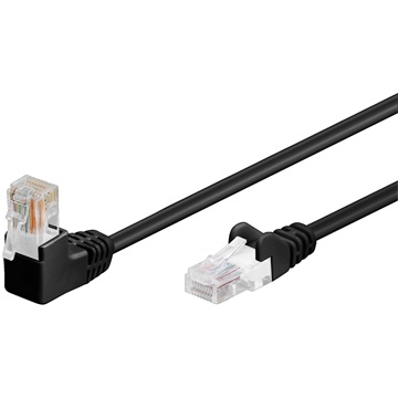 Goobay UTP CAT 5e patch kábel 90°-ban hajlított csatlakozóval, 1 m, fekete