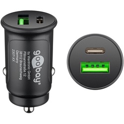 Goobay autós gyorstöltő 27W USB-A/USB-C, fekete