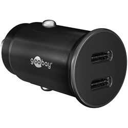 Goobay autós gyorstöltő 30W 2*USB-C, fekete