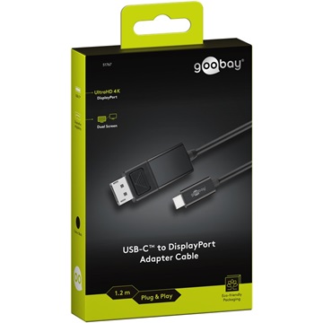 Goobay kábel USB-C (apa) - Displayport (apa), 1,2 m (v1.2, 4k 60Hz)