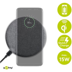 Goobay vezeték nélküli gyorstöltő 15W, USB-C csatlakozás, szürke