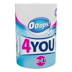 Háztartási kéztörlő tekercses OOOPS! 4You 2 rétegű 200 lapos 1 tekercs