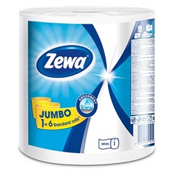 Háztartási papírtörlő kéztörlő 2 rétegű 325 lap/tekercs Zewa Jumbo fehér