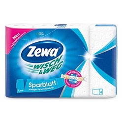 Háztartási papírtörlő kéztörlő 2 rétegű 4 tekercs/csomag Zewa Wish&Weg Original fehér