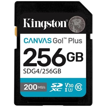Memóriakártya SDXC 256GB Kingston Canvas Go Plus Gen4 200R C10 UHS-I U3 V30