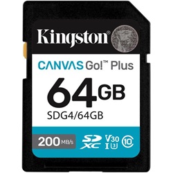 Memóriakártya SDXC 64GB Kingston Canvas Go Plus Gen4 200R C10 UHS-I U3 V30