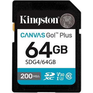 Memóriakártya SDXC 64GB Kingston Canvas Go Plus Gen4 200R C10 UHS-I U3 V30