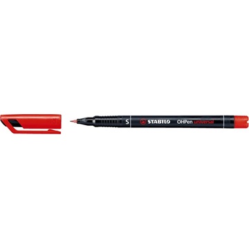 Marker alkoholos, 0,4 mm, Stabilo "OHPen S",piros
