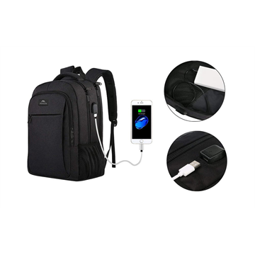 Matein 1007 fekete USB 15.6" laptop utazási hátizsák