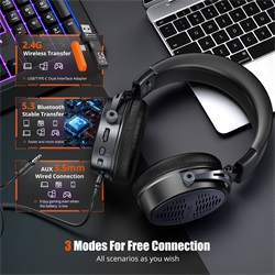 Meetion BTH013 Vezetékes+2,4G+Bluetooth gamer fejhallgató (fekete)