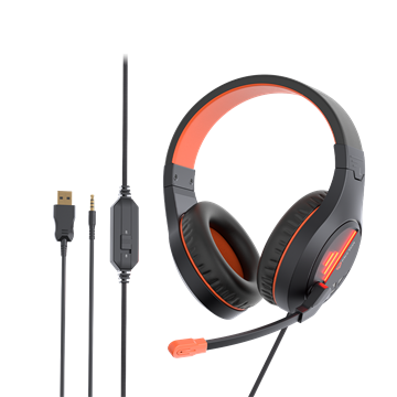 Meetion MT-HP021 gamer fejhallgató Black/Orange 3,5 mm Jack+USB