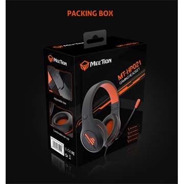 Meetion MT-HP021 gamer fejhallgató Black/Orange 3,5 mm Jack+USB