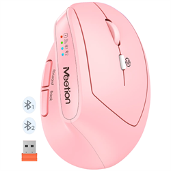 Meetion ergonómikus egér  BTM008 2,4G+Bluetooth  Pink