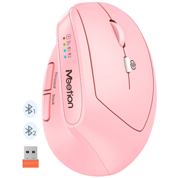 Meetion ergonómikus egér  BTM008 2,4G+Bluetooth  Pink