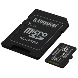 Memóriakártya Micro SDXC 64GB Kingston Canvas Select Plus Gen3 Class 10 UHS-1 A1 V10 + Adaprer