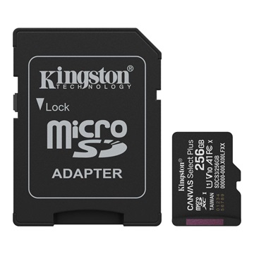 Memóriakártya Micro SDXC 256GB Kingston Canvas Select Plus Gen3 Class 10 UHS-1 A1 V10 + Adaprer