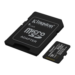 Memóriakártya Micro SDXC 512GB Kingston Canvas Select Plus Gen3 Class 10 UHS-1 A1 V10 + Adaprer